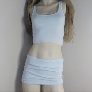 White Matching Set - Ribbed Tank Top and Skirt